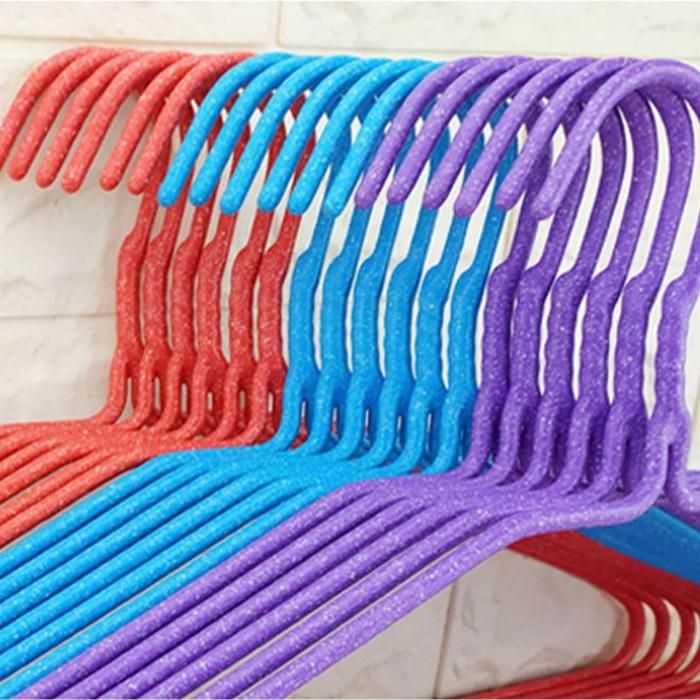 Cintre en métal de 10 pièces revêtu de mauve ou bleu de protection en plastique, support en vêtements(Couleur aléatoire)
