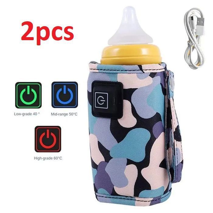 Chauffe-Biberon USB Réglable à 3 Vitesses - Garder Lait de Bébé au Chaud, 2 PCS , Couleur aliatoire