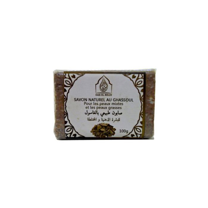 Savon - Dar El Beldi - Ghassoul 100% Bio - 100g - Peaux mixtes et grasses - Sans parabène