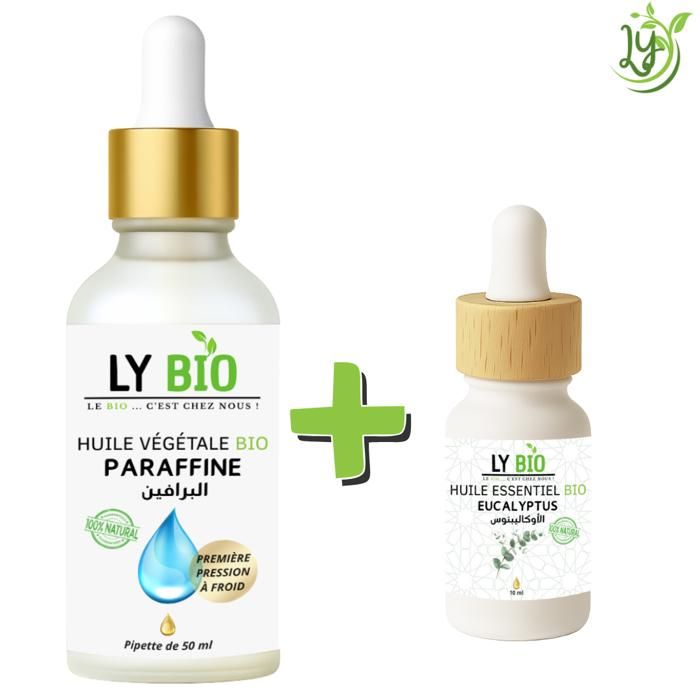 LYBIO PACK HUILE PARAFFINE 50ML - PIPETTE + HUILE ESSENTIEL EUCALYPTUS 10ML