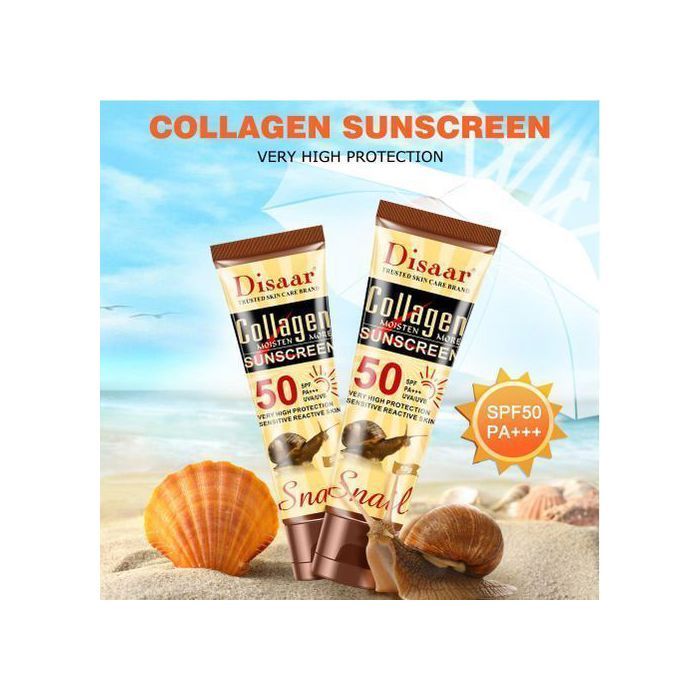 Disaar Crème solaire collagène escargot  Blanchissante   Pour corps visage Anti-Âge/Rides SPF 50