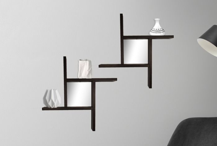 ETAGERE INFINI NOIR AVEC MIROIR 47X47X10 CM