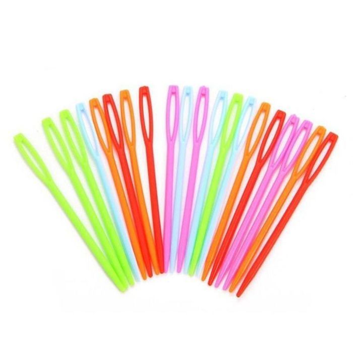 50 pièces Aiguille à tricoter en plastique multicolore, pour enfants.