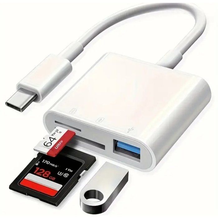 Adaptateur multifonction - GENERIC - Type C - Lecteur carte TF CF SD - OTG - USB-C