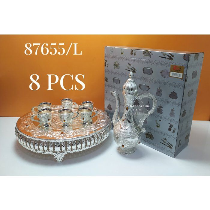 Service à Thé Oriental 8 Pièces en Verre et Métal