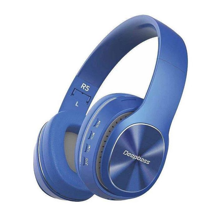 Deep Bass Casque R5 pliables Sans Fil Bluetooth Hifi Stéréo, Mains Libres et Aux, suppression du bruit R5 Bleu