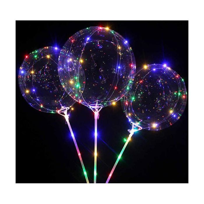 1 pc ballon led transparent lumineux avec des bâtons décorations fête d'anniversaire, mariage