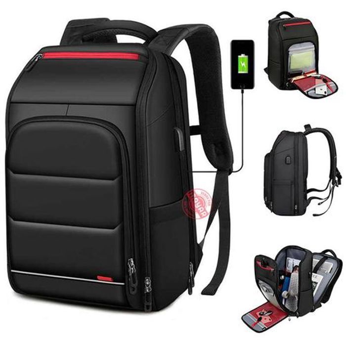 Sac à dos - Multifonctionnel - Noir - Port USB - Résistant à l'eau - Grande capacité