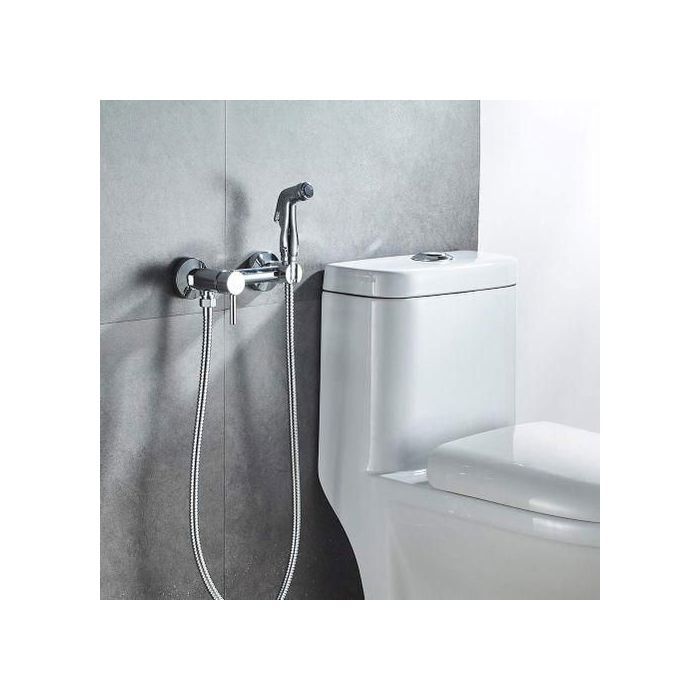 Ensemble Douchette Toilette Mural avec Flexible & Mitigeur, Eau Chaude et Froide