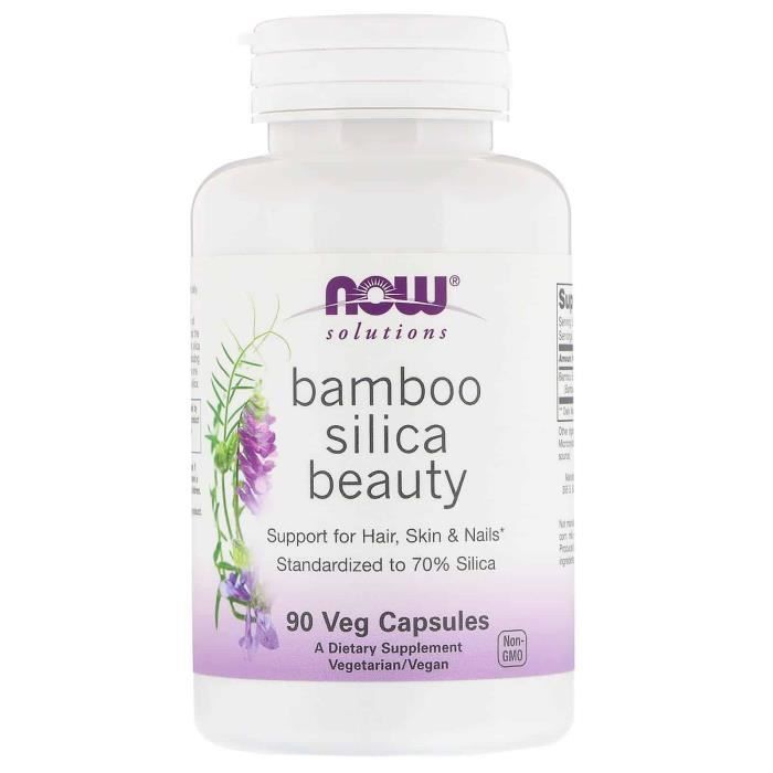 NOW SOLUTIONS Bamboo Silica Beauty (Support pour les cheveux, la peau et les ongles) 90 Capsules Végétariennes