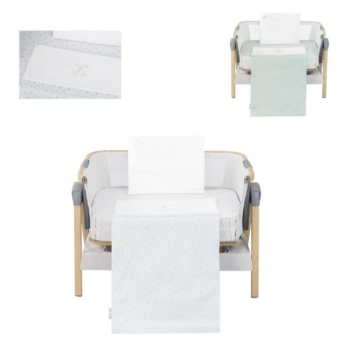 Ensemble de literie pour berceau Kikkaboo - Couverture 85 x 55 - Oreiller 45 x 35 - Drap - Bleu