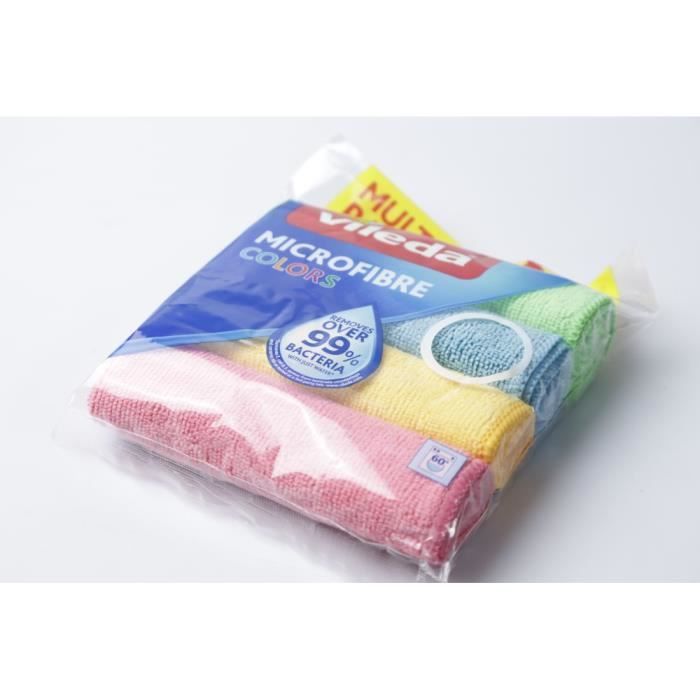 VILEDA Lot de 4 lavettes microfibre Colors - Multi-usage