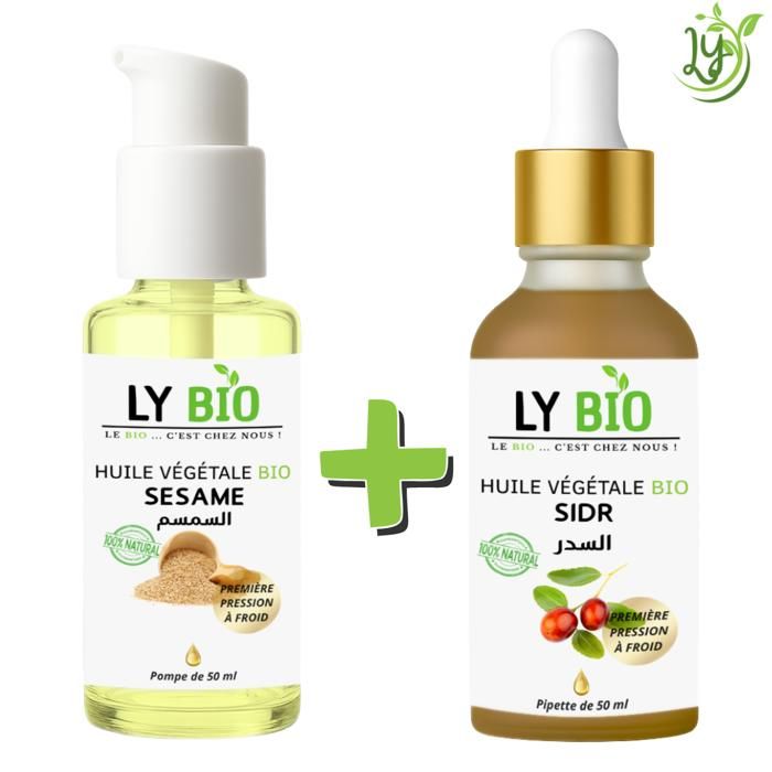 Pack Huile - LYBIO - Huile Sésame 50ml - Huile Sidr 50ml - Hydratant - Mixte