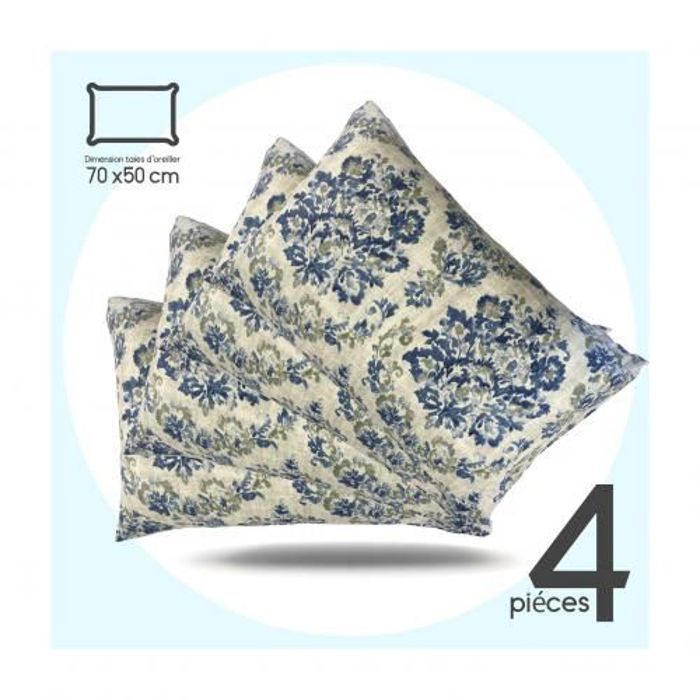 Pack 4 Taies D'oreiller imprimés URANUS (50x70cm)