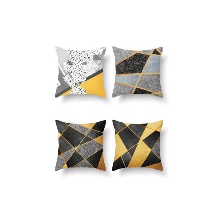 4 Pièces Housse de coussin à motif feuille et marbre sans bourre 45 x 45 cm