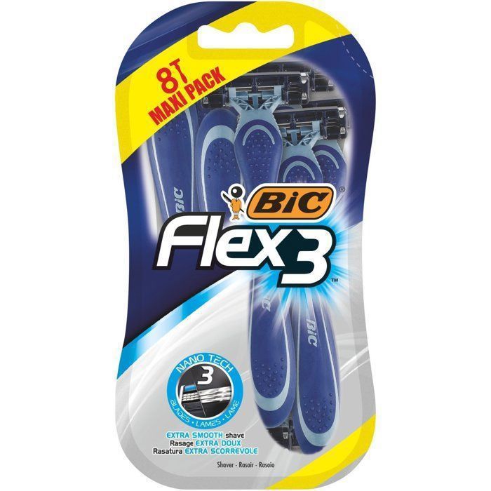 BIC Flex 3 Rasoirs Jetables 3 Lames Mobiles 8 unités
