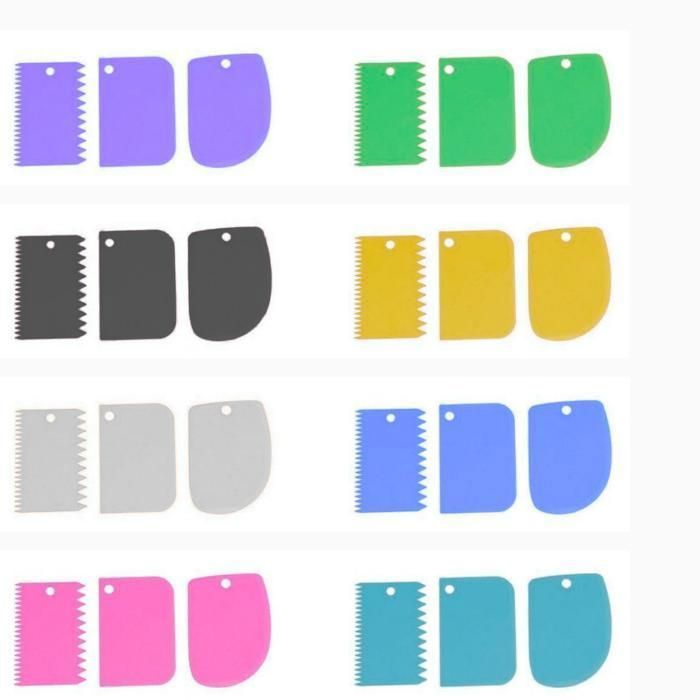Gâteau grattoir plastique 3 pièces – spatules pour décoration et coupe de gâteau(Couleur aléatoire)