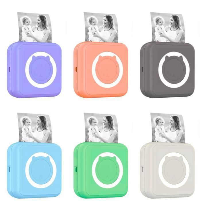 Mini imprimante portable pour photos et notes et mémos et travail (Couleur aléatoire)
