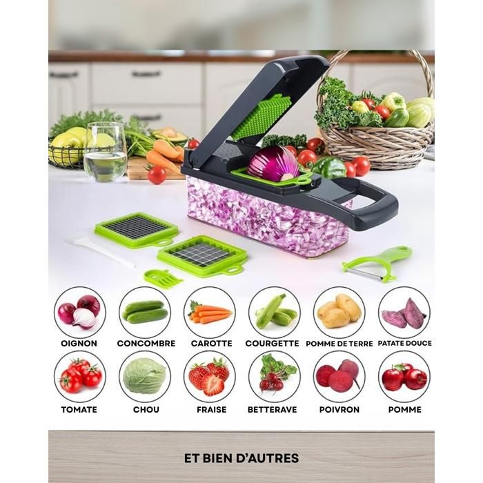 Coupe-légumes Multifonction -mandoline– 14 Accessoires -Tranchez, Coupez, Déchiquetez Sans Effort