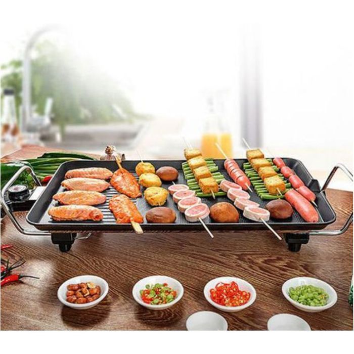 Grill électrique sans fumée et plancha antiadhésive