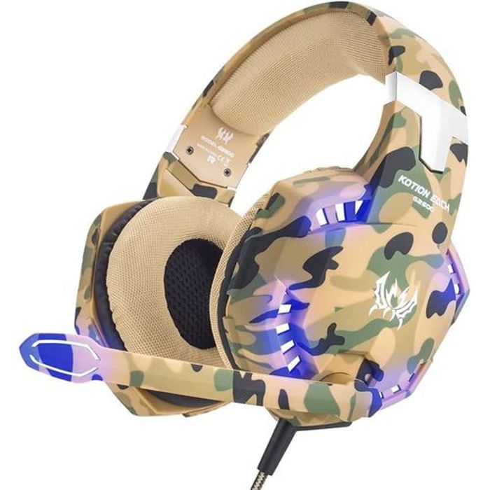 Casque de jeu - G2600 - Multicolore - Microphone - Lumière LED - 3,5 mm