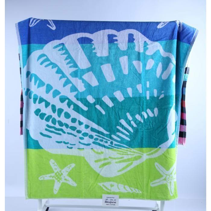 Drap de Plage - 100 % Coton - 100 x 180 cm - Doux - Absorbant - Multicolore