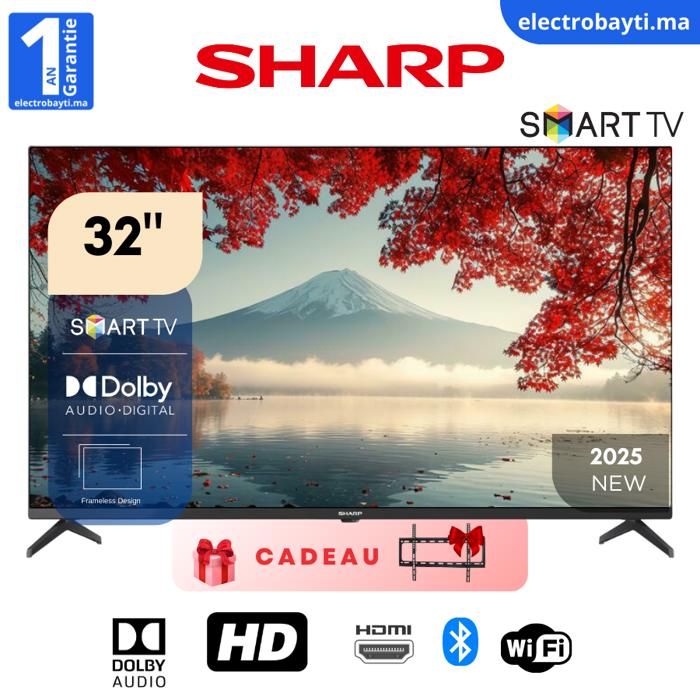 SHARP - 32" SMART TV –  HEVC Advance , Dolby Audio, HDMI, Ci+ - 2T-C32EG5MX