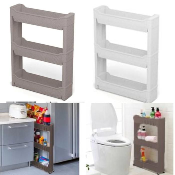 Organisateur d'armoire de stockage mince 3 tour de rack de chariot avec roues(Couleur aléatoire)