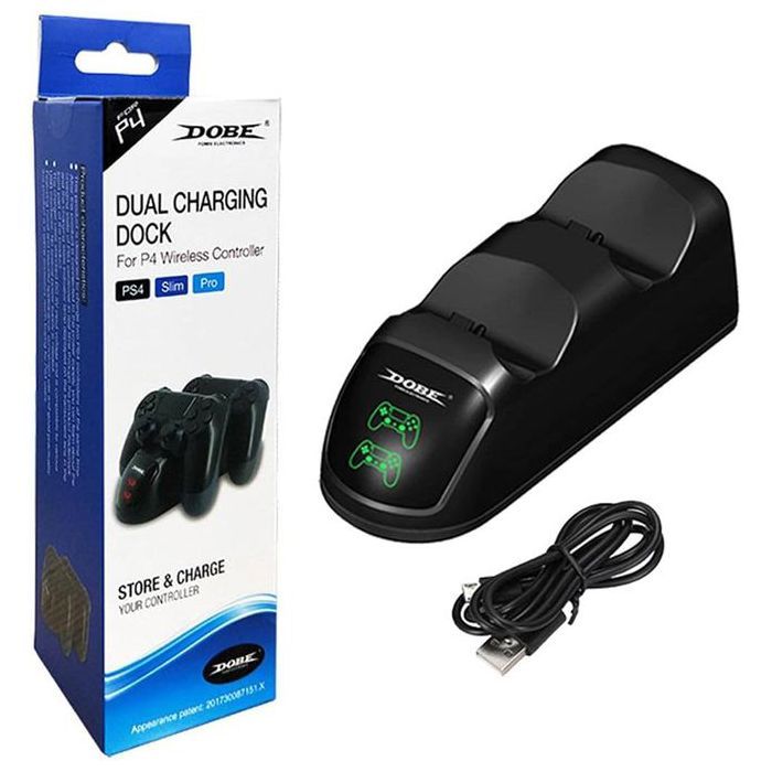Dobe Double station de charge pour manette sans fil Playstation 4 Pro et Slim