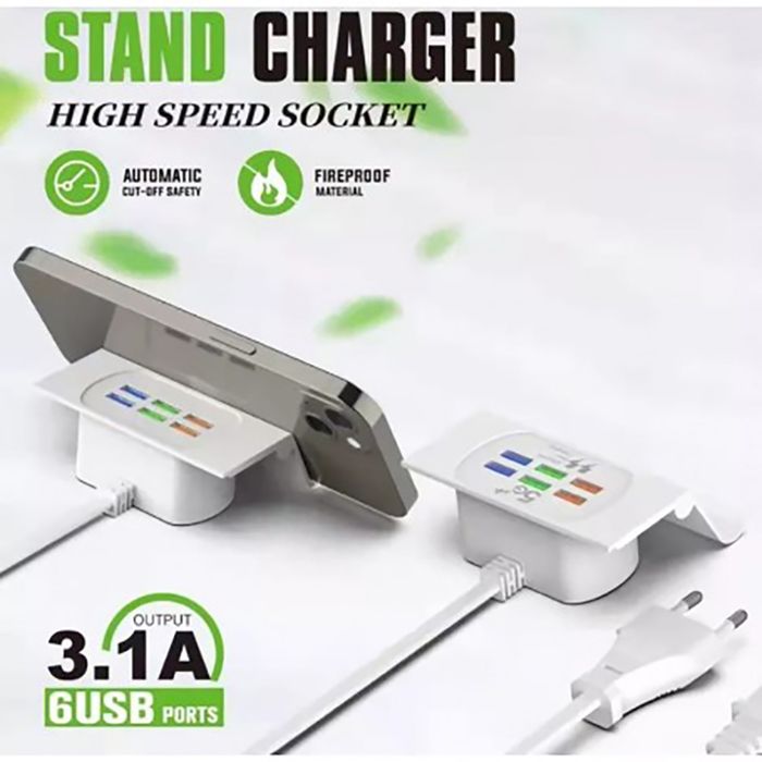 Chargeur - Multi - Chargeur de socle à 6 prises USB - 3.1A - Compatible Android et iOS - Haute vitesse