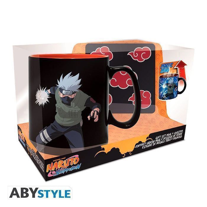 Coffret - ABYstyle - Naruto Shippuden - Mug Thermo-Réactif 460ml - Sous-Verre en Liège - Design Contemporain
