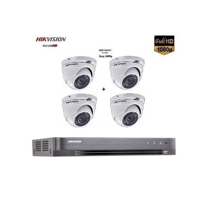 Hikvision Turbo HD DVR 4ch DS-7204HQHI-K1 (PRO)Up to 4MP  et 4 Caméras: 4 indoor métal  -2Mpixel 1080p