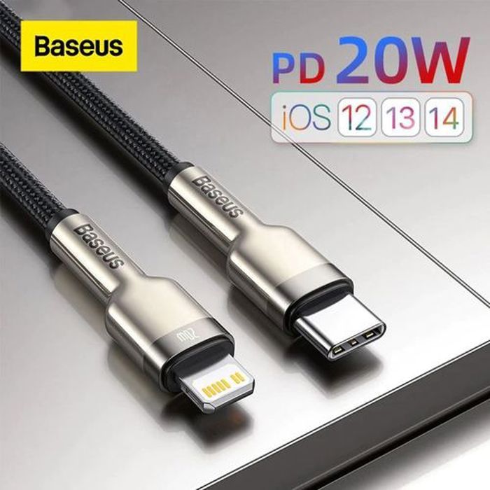 Baseus Original Métal Câble Type-C 20W PD Vers Lightning iPhone 14 13 12 11 Pro Charge Rapide 2m