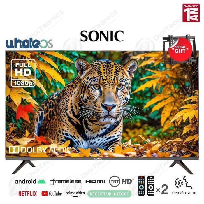 43 Smart tv Full HD Système WhaleOS avec Dolby Audio, Récepteur Intégré, TNT HD
