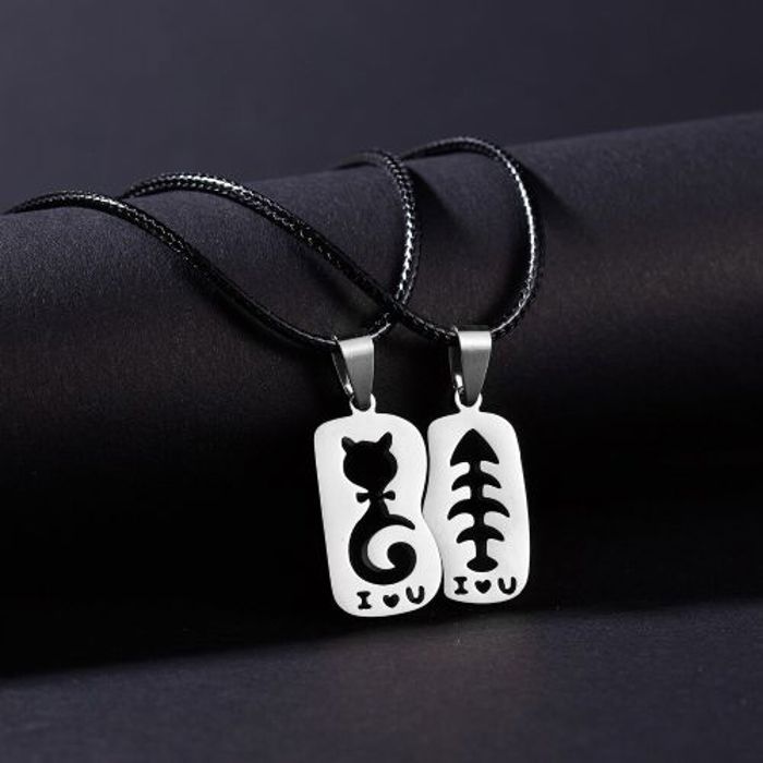 Collier Couple I Love U Argentée - 2pcs