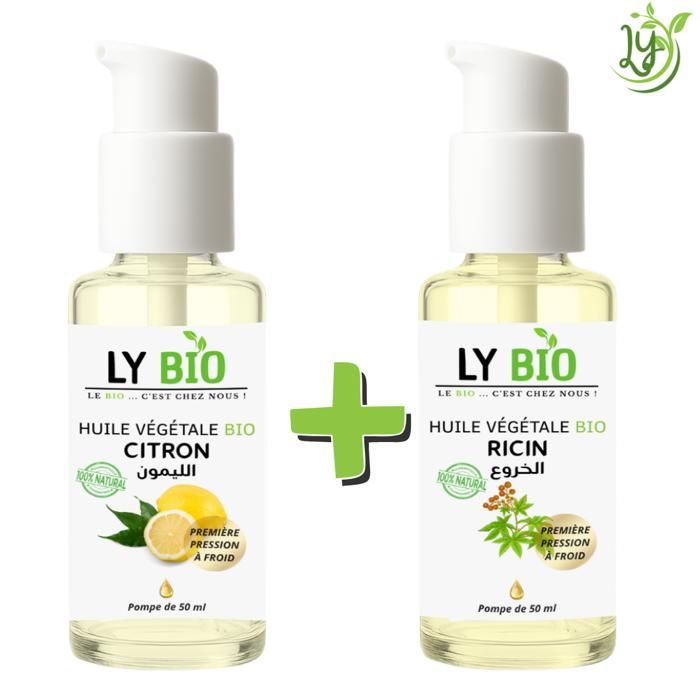Pack Huile - LYBIO - Citron & Ricin - 50ml - Soin Nourrissant - Mixte