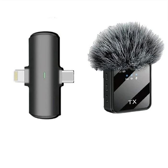 Microphone cravate sans fil 2 en 1 pour iPhone et Android avec suppression du bruit pour interview, podcast vidéo
