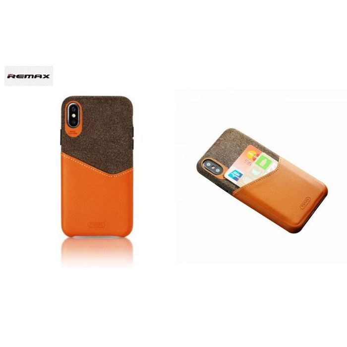 Remax Hiran Case coque iphone Xs max effet cuir Tissu Porte Carte