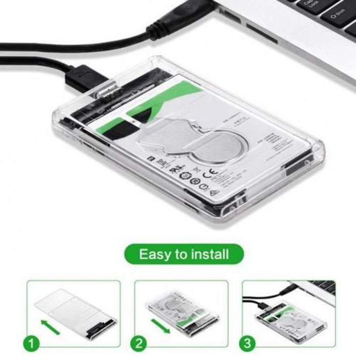 Boîtier Disque Dur Externe USB 3.0 2.5'' SATA HDD SSD Transparente- High Qualité