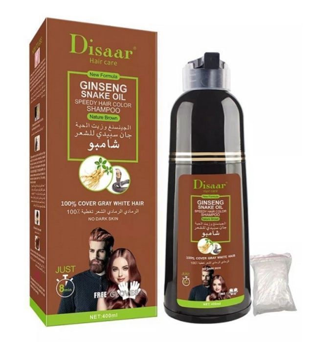 Shampoing Colorant - DISAAR - Marron - Ginseng - Huile de serpent - 400 ml