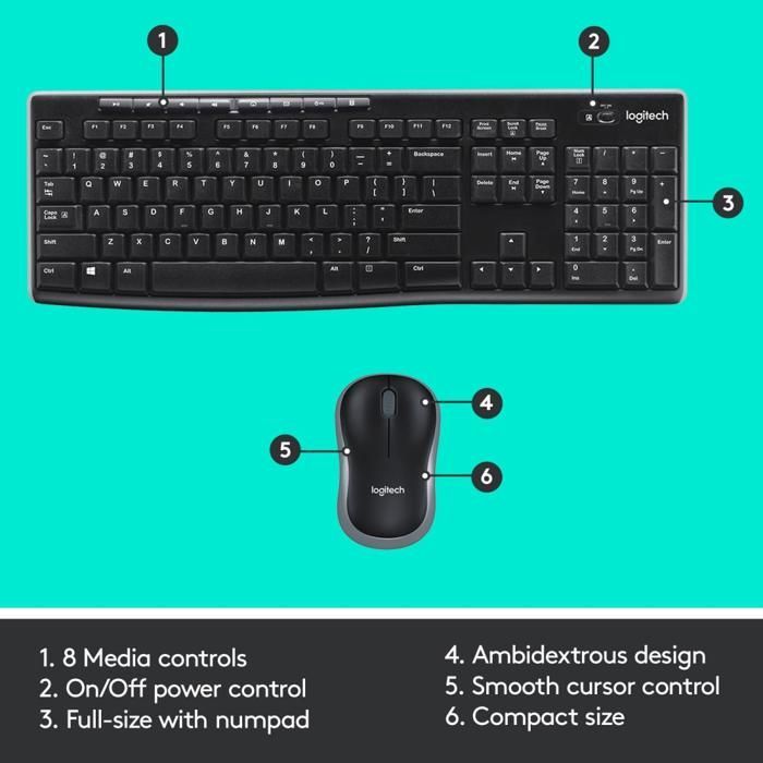 LOGITECH Ensemble Clavier Souris MK270 - Sans Fil - AZERTY