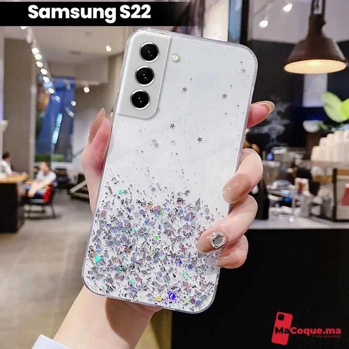Pochette Samsung S22 Normal Scintillante,&amp; Brillante Transparente