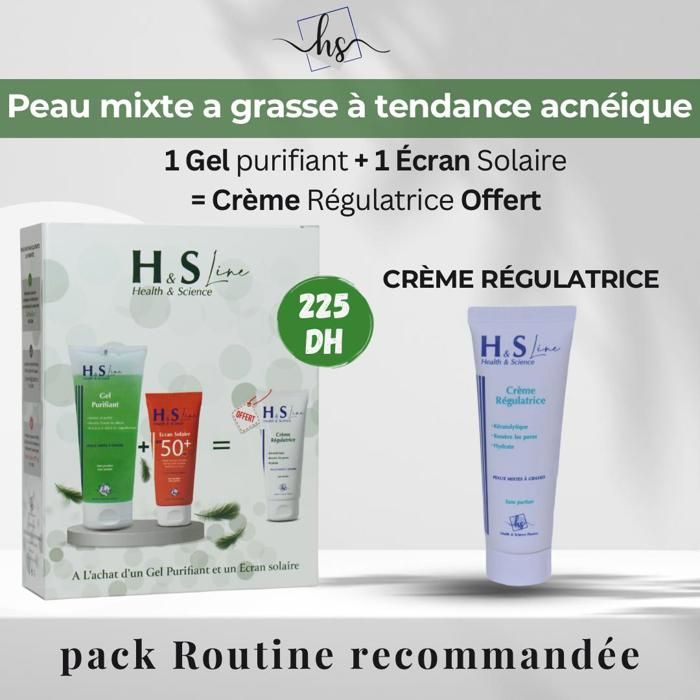 H&S Line - Pack  Gel Purifiant 200ml + Ecran Solaire 50ml + Creme Regulatrice 50ml