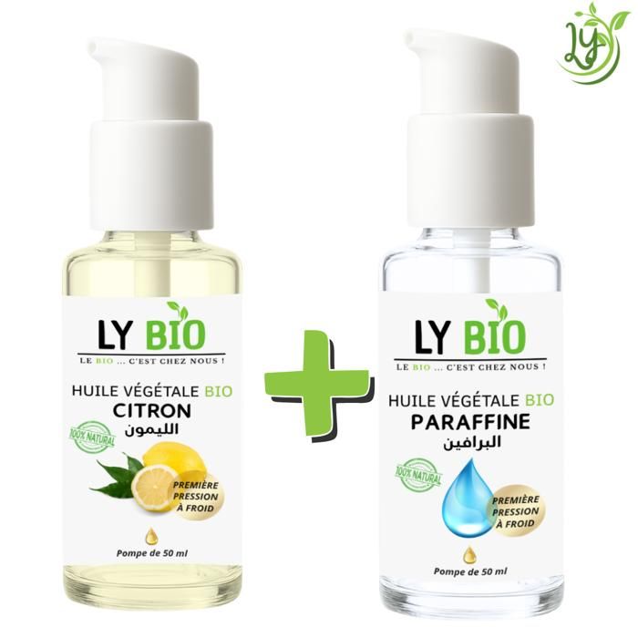 Pack de soins - LYBIO - Huile Citron 50ml - Huile Paraffine 50ml - Nourrissant - Mixte