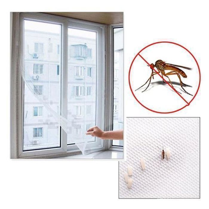 Moustiquaire Fenêtre - Protection Anti-Insecte - Recoupable - Facile à fixer - 150x130cm - Blanc