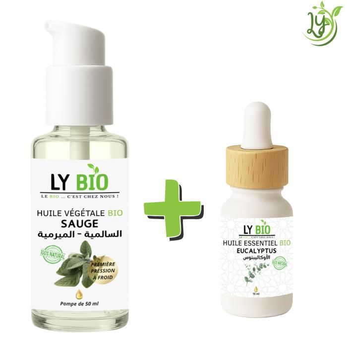 LYBIO PACK HUILE SAUGE 50ML - POMPE + HUILE ESSENTIEL EUCALYPTUS 10ML