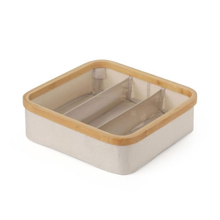 Panier de stockage pliable - Non spécifié - 3 compartiments - Beige - Polyester - 60x68x40 cm