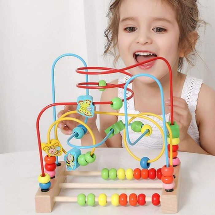 Jouets en bois avec des animaux graphiques éducatif perles cercle pour les tout-petits enfants