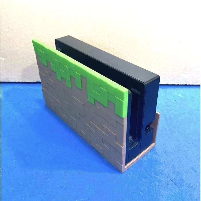 Station d'accueil - Minecraft - Nintendo Switch - Design pixelisé - Support - Gris & Vert