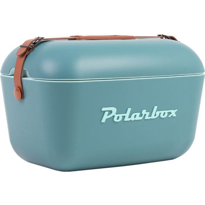 Glacière - POLARBOX - 20L - Bleu marine - Isolante - Bracelet en cuir ajustable